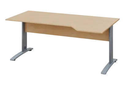 EZK 28 - 184 stůl kancelářský, rohový, pravý, kovová podnož stříbrná, deska 25 mm, široký 1800 mm, bříza irská